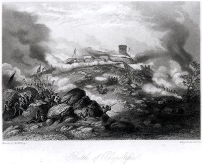La battaglia di Chapultepec, 1847, inciso da J. Duthie da Hammatt Billings